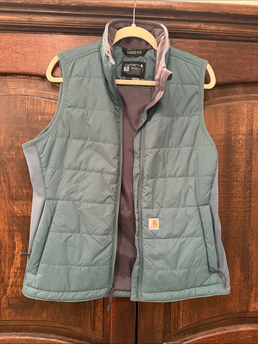 Carhartt Quilted Women's Vest in Sage Green and Gray